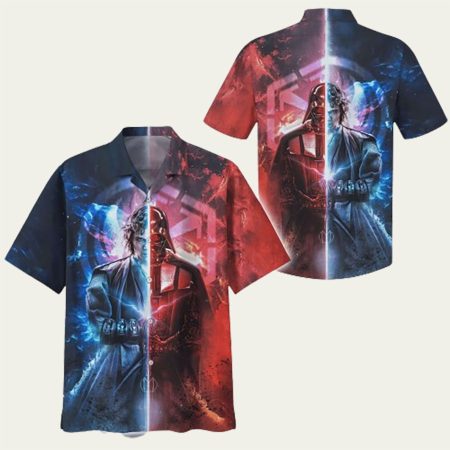 Darth Vader Red Blue Glowing Star Wars Hawaiian Shirt