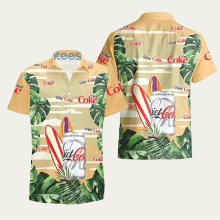 Diet Coke Surfboard Lover Tropical Leaf Hawaiian Shirt