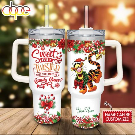 Disney Custom Name Tigger Sweet But Twisted Christmas Printed 30oz or 40oz Quencher Tumbler LN
