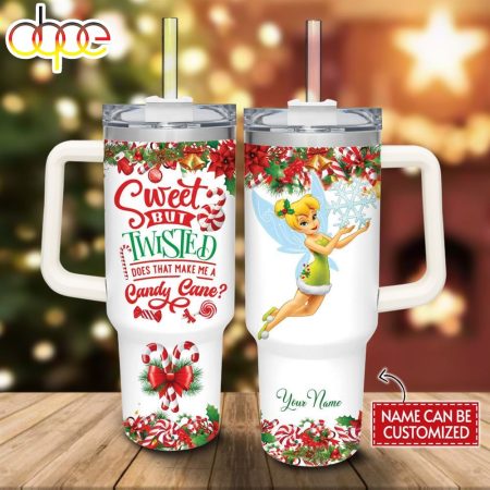 Disney Custom Name Tinker Bell Sweet But Twisted Christmas Printed 30oz or 40oz Quencher Tumbler LN