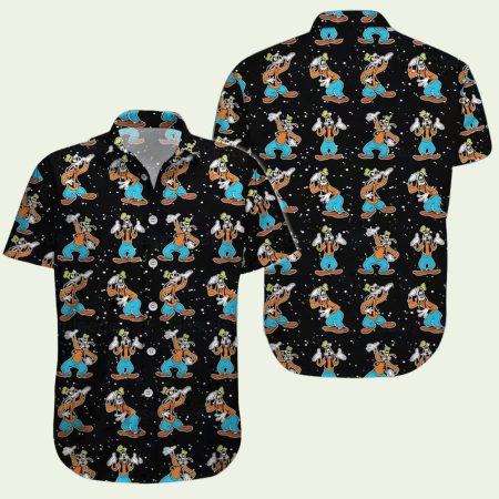 Disney Goofy Funny Black Pattern Hawaiian Shirt