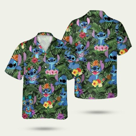 Disney Palm Tree Stitch Beach Hawaiian Shirt