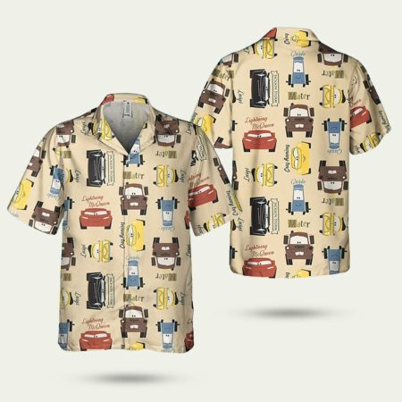 Disney Pixar Car Friends Cars Collection Lightning Mcqueen Summer Hawaiian Shirt