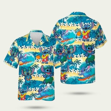 Disney Stitch Summer Beach Pattern Hawaiian Shirt