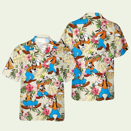 Disney Goofy Floral Pattern Hawaiian Shirt