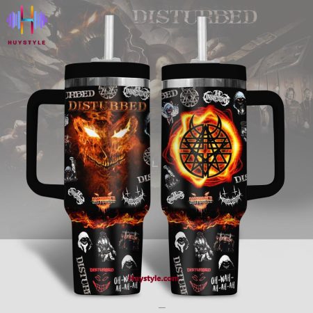 Disturbed Band Fire Monster Quencher 30oz or 40oz Stainless Steel Tumbler With Handle NVA