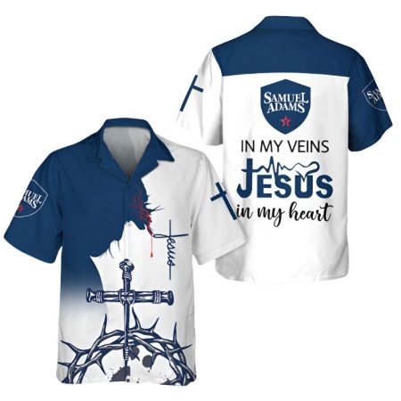 Ssamuel Adams Beer Jesus In My Heart Hawaiian Shirt, Christian Samuel Adams Beer Hawaiian Shirts, Samuel Adams Beer Jesus Christ Aloha Shirts