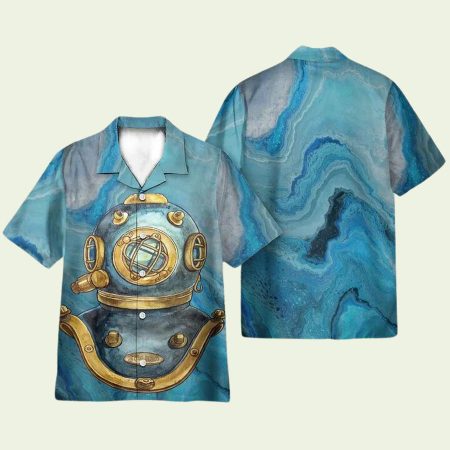 Diving Helmet Marble Abtract Hawaiian Shirt