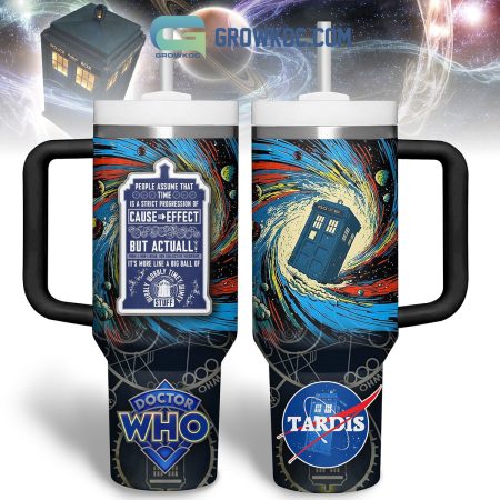 Doctor Who Wibbly Wobbly Timey Wimey Tardis 30oz or 40oz Stainless Tumbler With Handle NVA