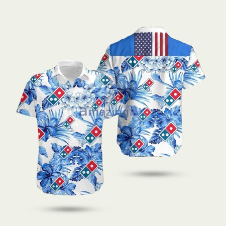 Dominos Pizza Floral Pattern Hawaiian Shirt