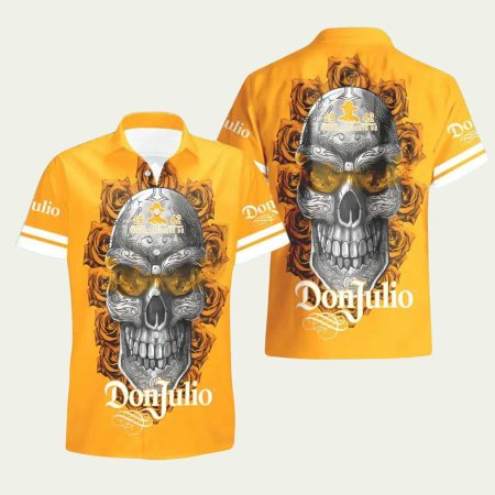 Don Julio Skull Rose Special Yellow Pattern Hawaiian Shirt