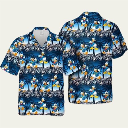 Donald Duck Coconut Tree Pattern Hawaiian Shirt