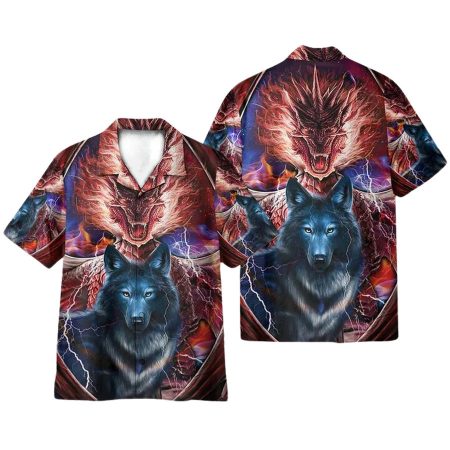 Dragon And Wolf Fantastic Hawaiian Shirt