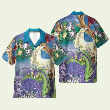 Dragon Unicorn Love Funny Hawaiian Shirt