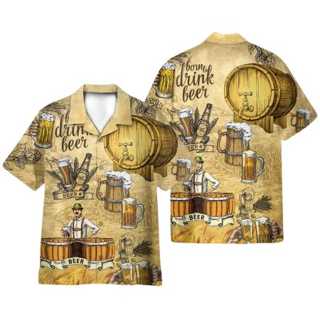 Drink Beer Vintage Pattern Hawaiian Shirt