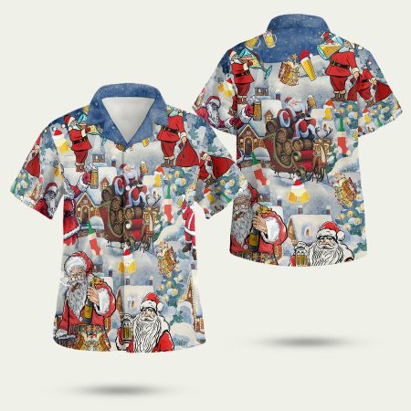 Drinking Beer With Santa Claus Hawaiian Shirt