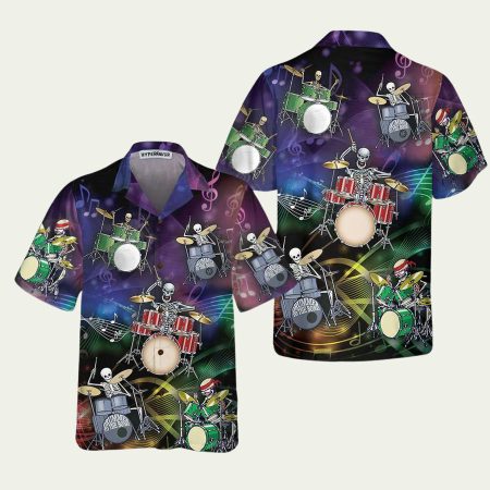 Skellington Drummer To The Bone Hawaiian Shirt