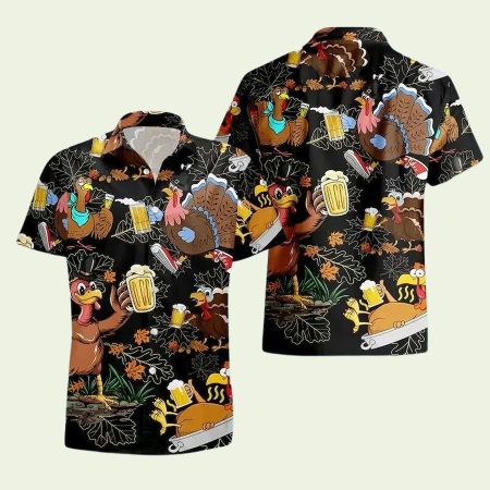 Drunk Turkey Thanksgiving Hawaiian Shirt