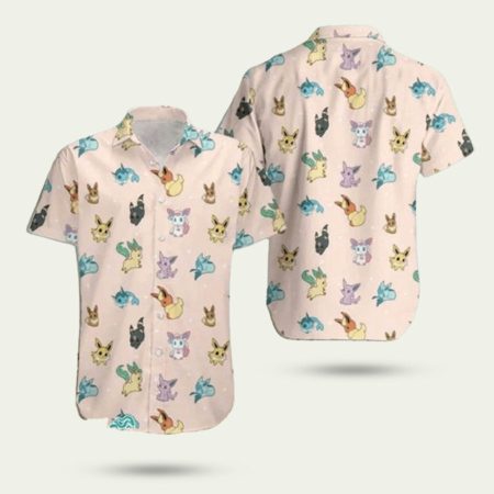 Eevee evolution pokemon summer holiday family hawaiian shirt
