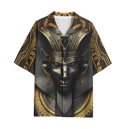 Egypt Anubis-Cat Gold and Black Stone Hawaiian Shirt