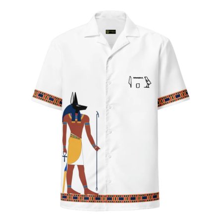 Egyptian God Anubis White Pattern Hawaiian Shirt