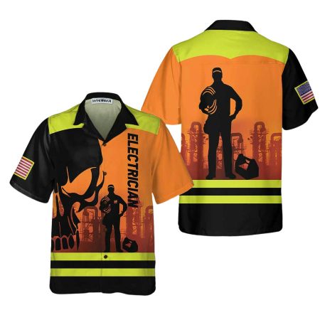Electrician Punisher Skull Hawaiian Shirt