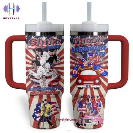Elvis Presley Happy Independence Day 4Th Of July Quencher 30oz or 40oz Stainless Steel Tumbler With Handle NVA