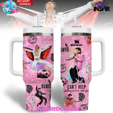 Elvis Presley Rock & Roll Pink  30oz 40 oz Tumbler With Handle HG 40oz