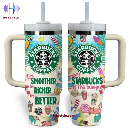 Enjoy Starbucks In The Summer Quencher 30oz or 40oz Stainless Steel Tumbler With Handle NVA