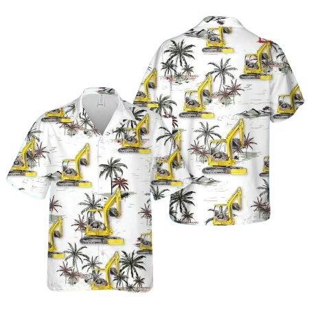 Excavator Backhoe Construction Hawaiian Shirt