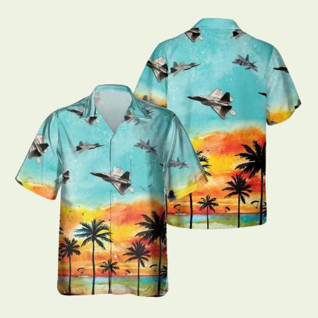 F22 Raptor Palm Tree Hawaiian Shirt