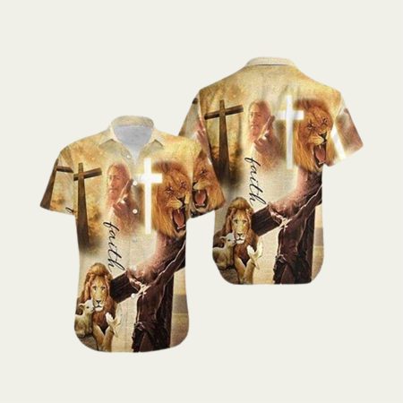 Faith Lion Lamb Jesus Christian Hawaiian Shirt