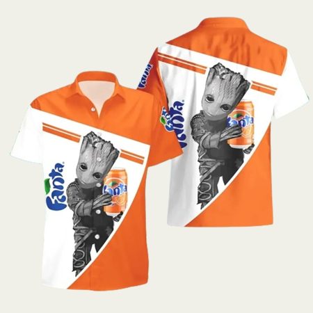 Baby Groot Hug Fanta Logo Lover Hawaiian Shirt
