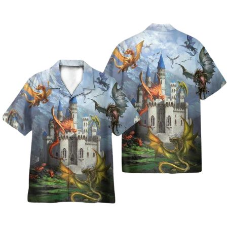 Fantasy Dragons On The Castle Hawaiian Shirt