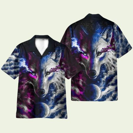 Fantasy Galaxy Wolf Hawaiian Shirt