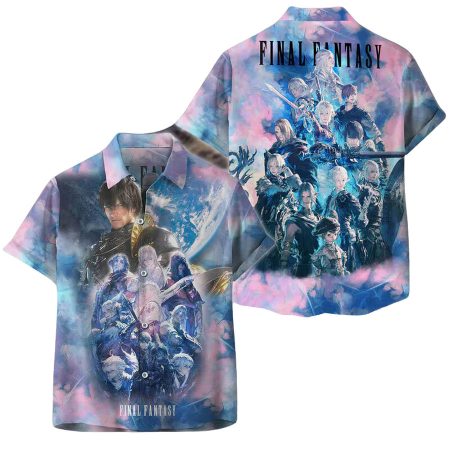 Final Fantasy Blue Pattern Hawaiian Shirt