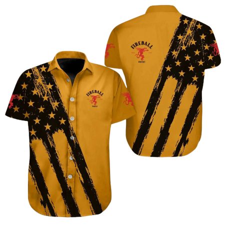 Fireball Usa Flag Hawaiian Shirt
