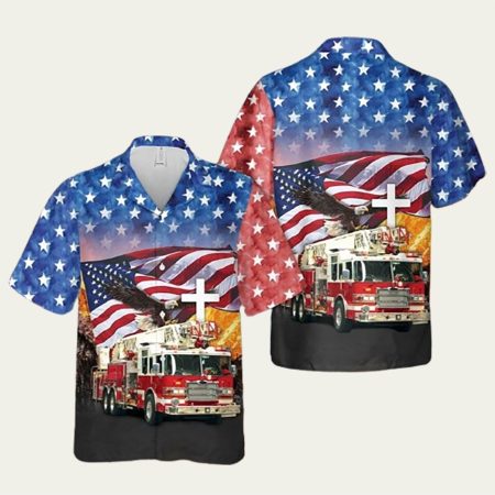 Firefighter American Eagle Hawaiian Shirt