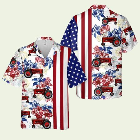 Firefighter Fire Truck Flag 4Th Of July Hawaiian Shirt