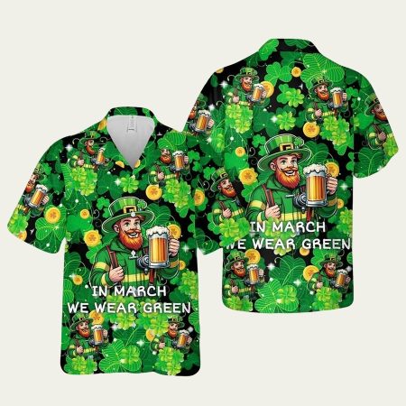Firefighter Saint Patrick’s Day Leprechaun With Beer Hawaiian Shirt