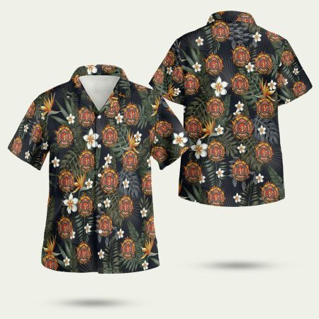 Firefighter tropical black Hawaiian Shirt