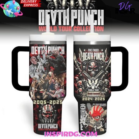 Five Finger Death Punch World Tour 30oz or 40oz Stainless Tumbler With Handle NVA