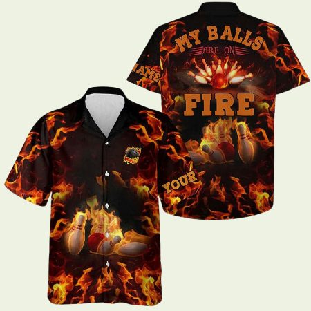 Flame Bowling My Balls Are On Fire Hawaiian Shirt