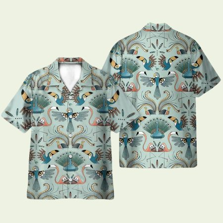 Flamingo Multi Bird Pattern Hawaiian Shirt