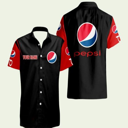 Personalized Pepsi Logo Black And Red Pattern Hawaiian Shirt