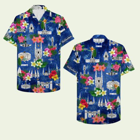 Floral Spaceship Pattern Hawaiian Shirt