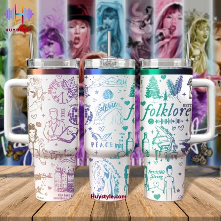 Folklore Album TS Swifties Quencher 30oz or 40oz Stainless Steel Tumbler With Handle NVA
