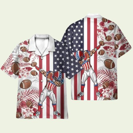 Football 4Th July America Independence Day America Flag Pattern Hawaiian Shirt