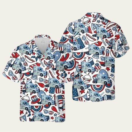 Freightliner Cascadia 2Nd Generation Cascadia 4Th Of July Hawaiian Shirt
