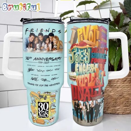 Friends 30th Anniversary Signature Custom Quencher 30oz or 40oz Stainless Steel Tumbler With Handle HG